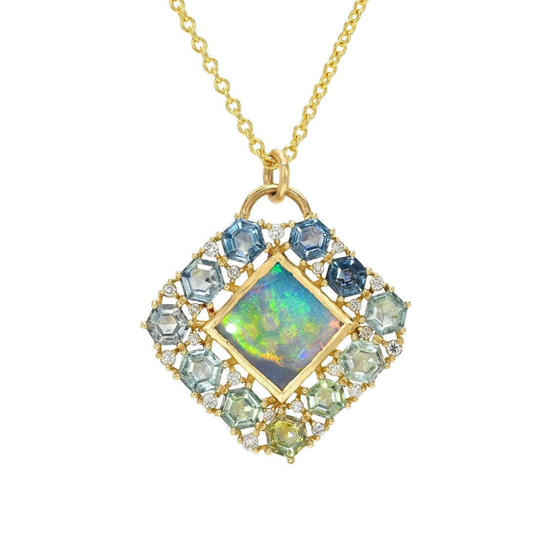 Conjecture Australian Black Opal Pendant & Gold Necklace | NIXIN