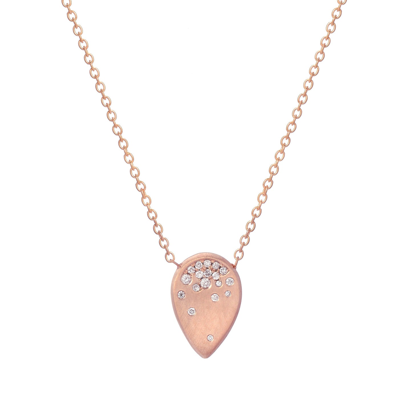 Diffusion Rose Gold Diamond Teardrop Necklace