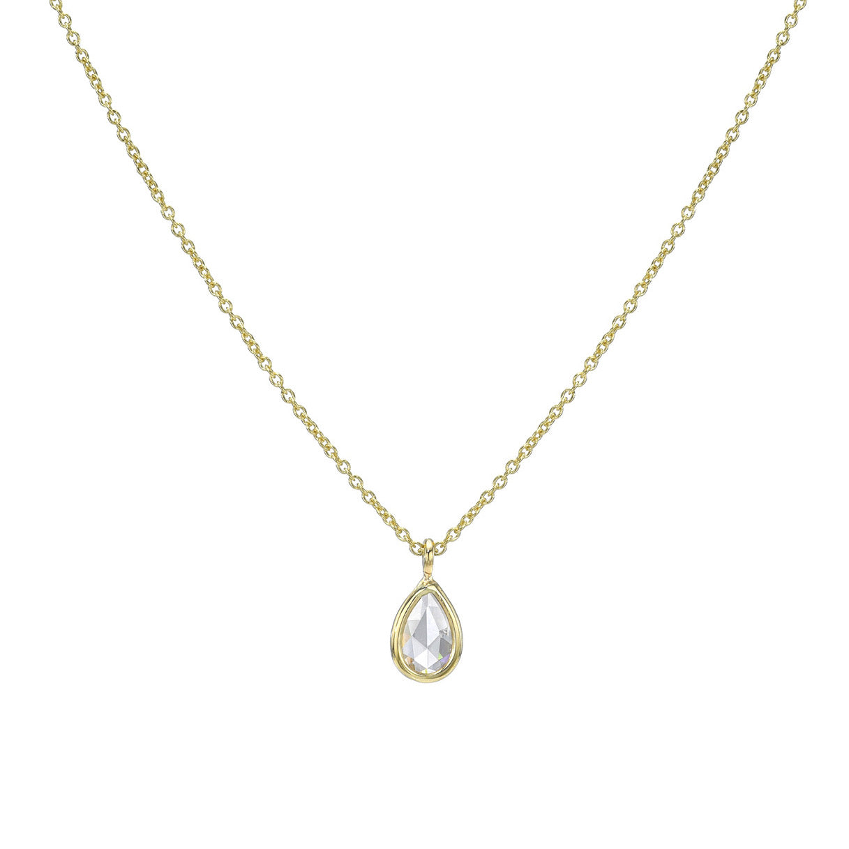 A Dainty Diamond Necklace by NIXIN Jewelry with a rose cut diamond in 14k gold.