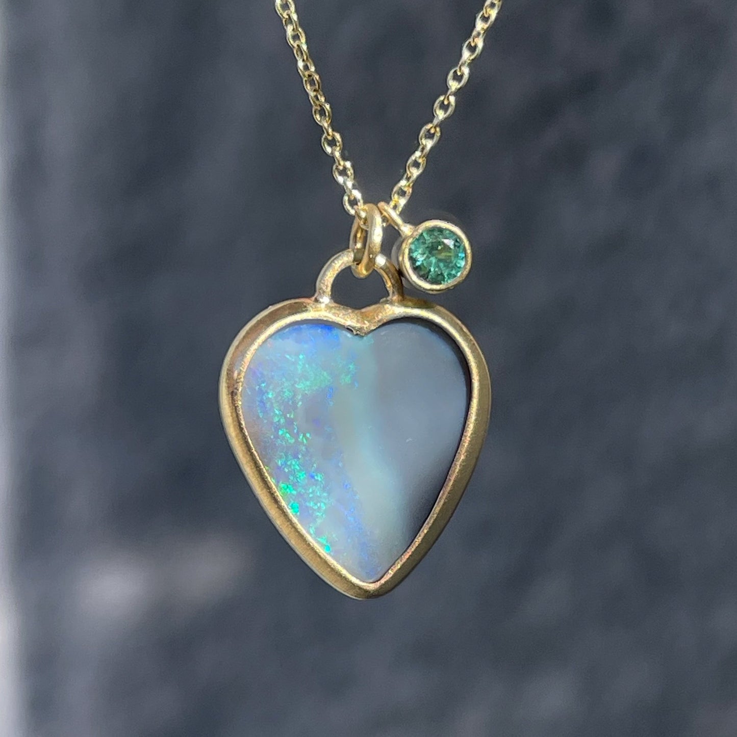 An Australian Opal Necklace by NIXIN Jewelry with a two sided opal. A unique opal necklace.