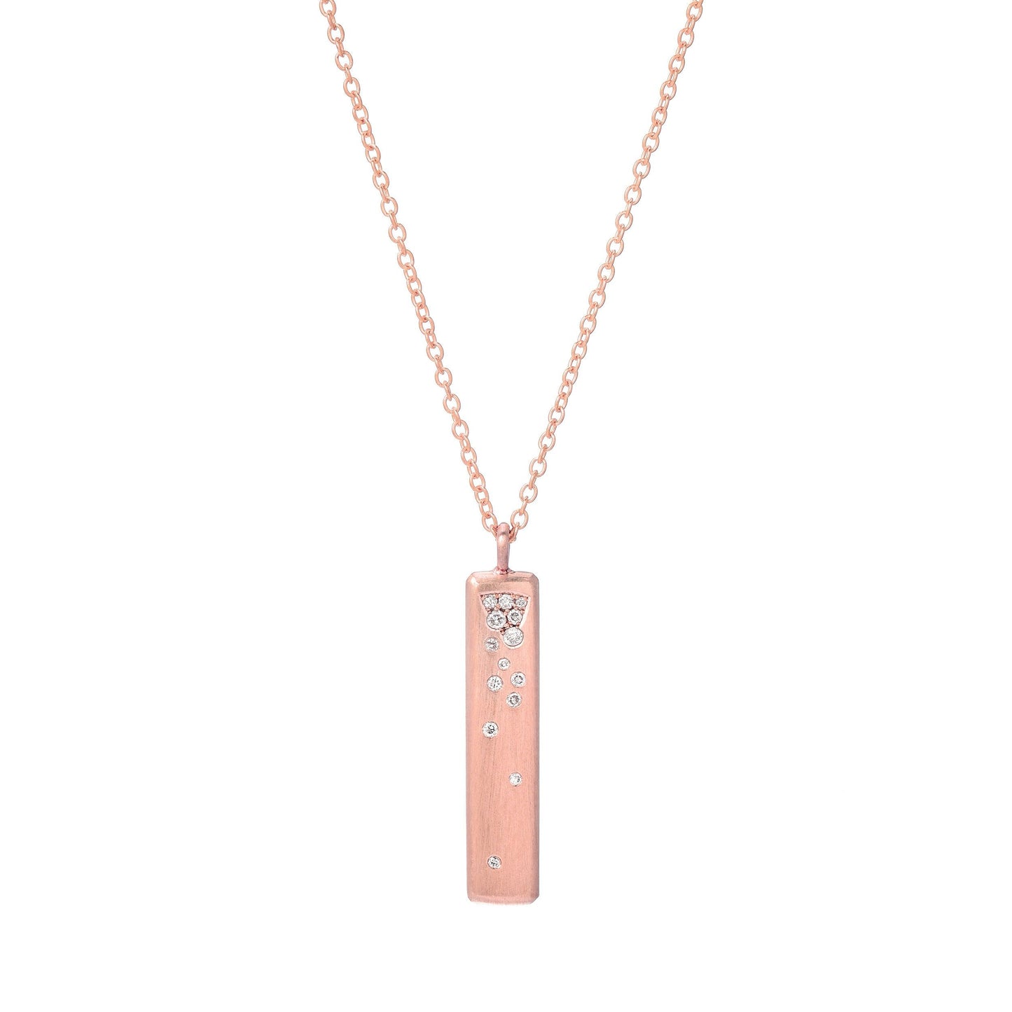 Waterfall Diamond Rose Gold Bar Necklace