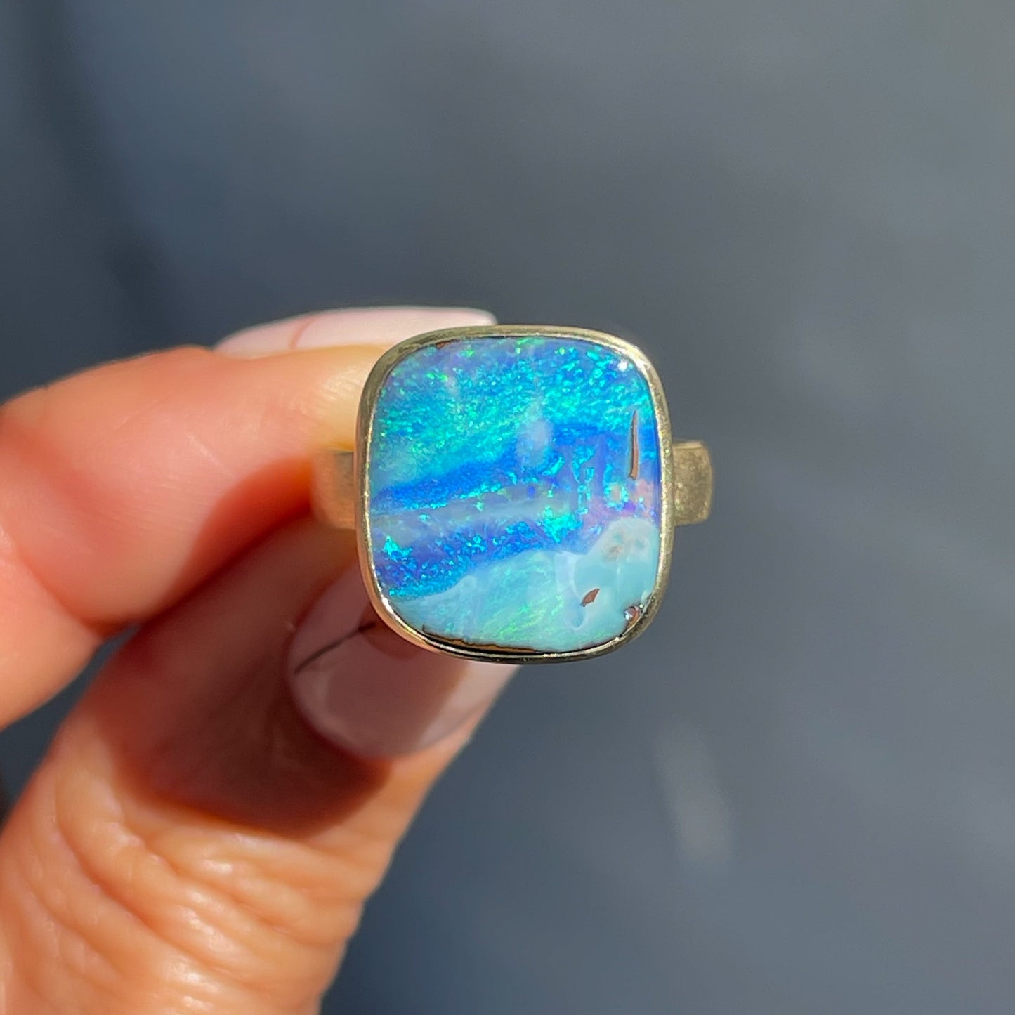 An Australian Opal Ring by NIXIN Jewelry. Handmade jewelry with boulder opal.