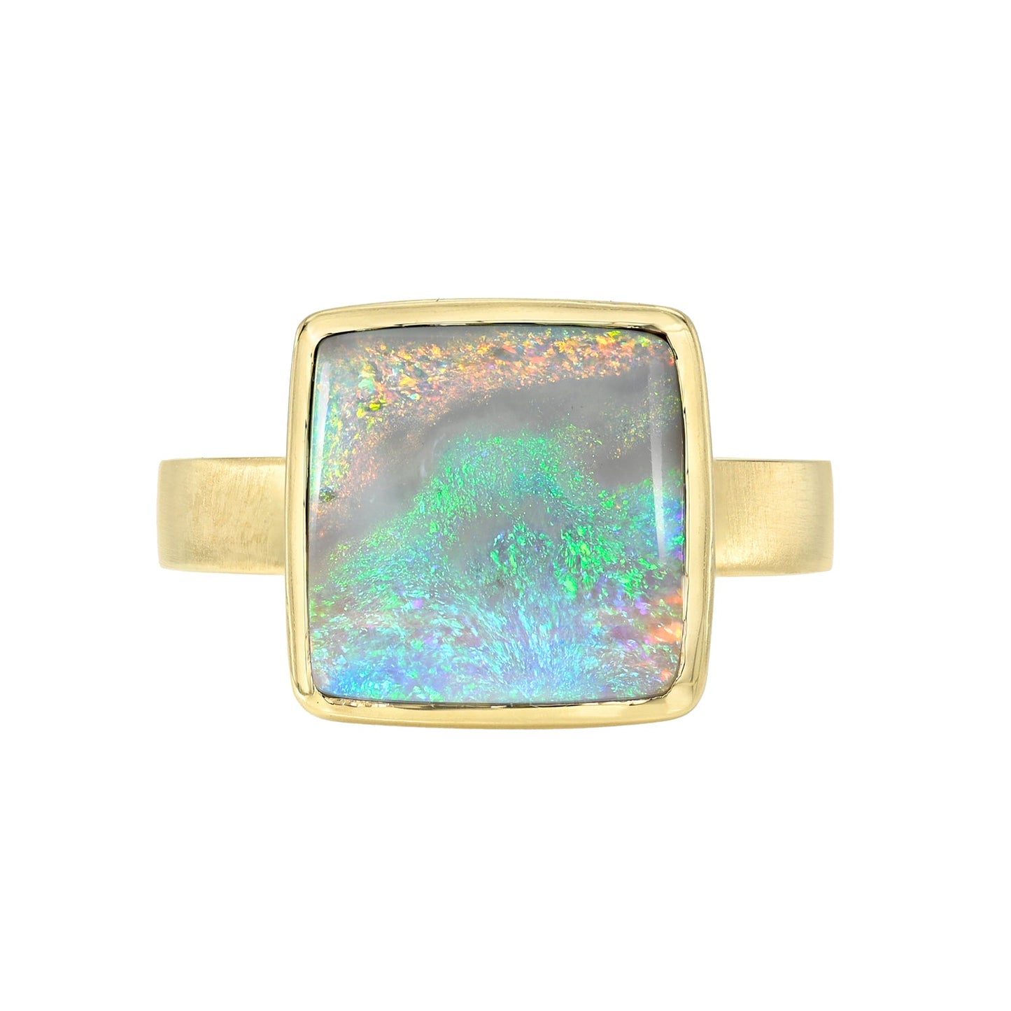 An Australian Opal Ring by NIXIN Jewelry, featuring a stunning natural opal. This unique jewelry piece showcases a vibrant play of color, perfect for luxury jewelry connoisseurs.