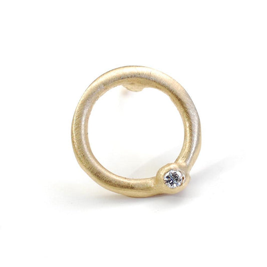 Allu Gold Circle Diamond Stud Earrings-earrings-NIXIN-NIXIN