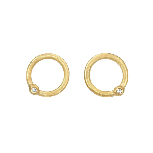 Allu Gold Circle Diamond Stud Earrings
