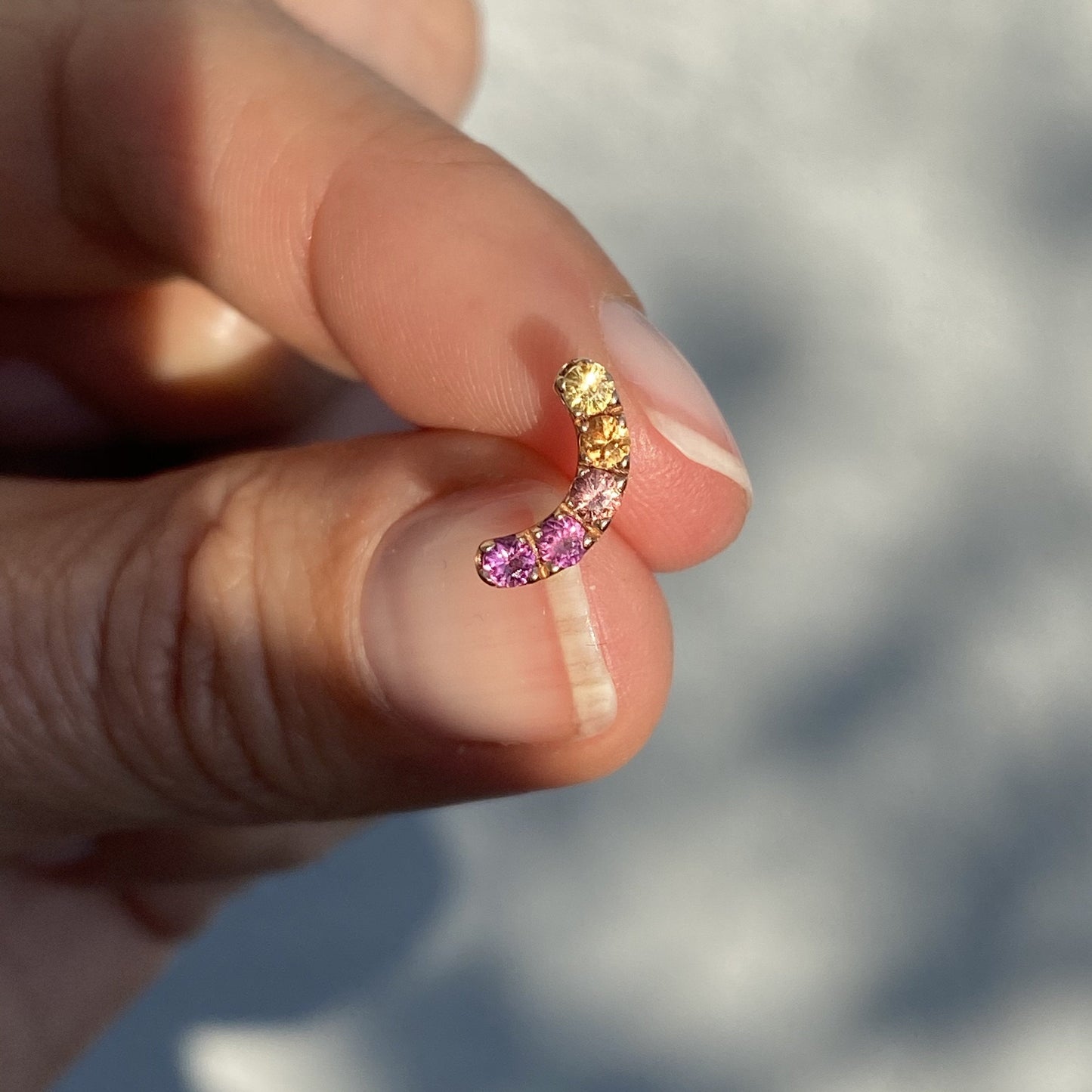 Arc Ombré Sapphire Stud Earring Singles line + hue collaboration with NIXIN Jewelry