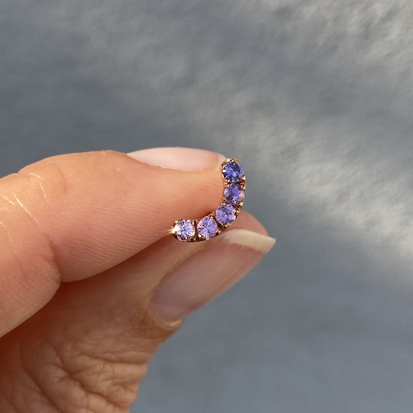 Arc Ombré Sapphire Stud Earring Singles line + hue collaboration with NIXIN Jewelry