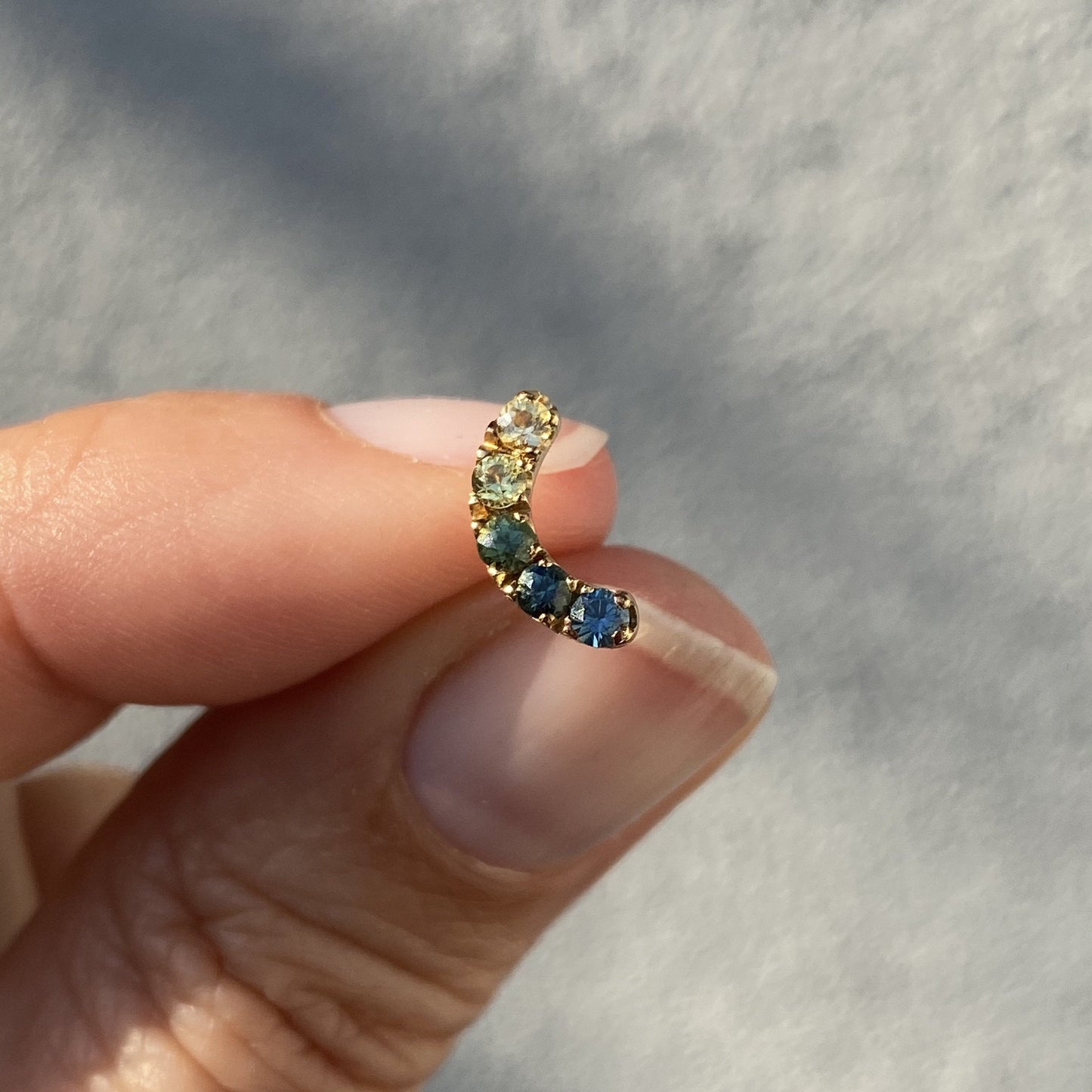 Arc Ombré Sapphire Stud Earring Singles line + hue collaboration with NIXIN Jewelry