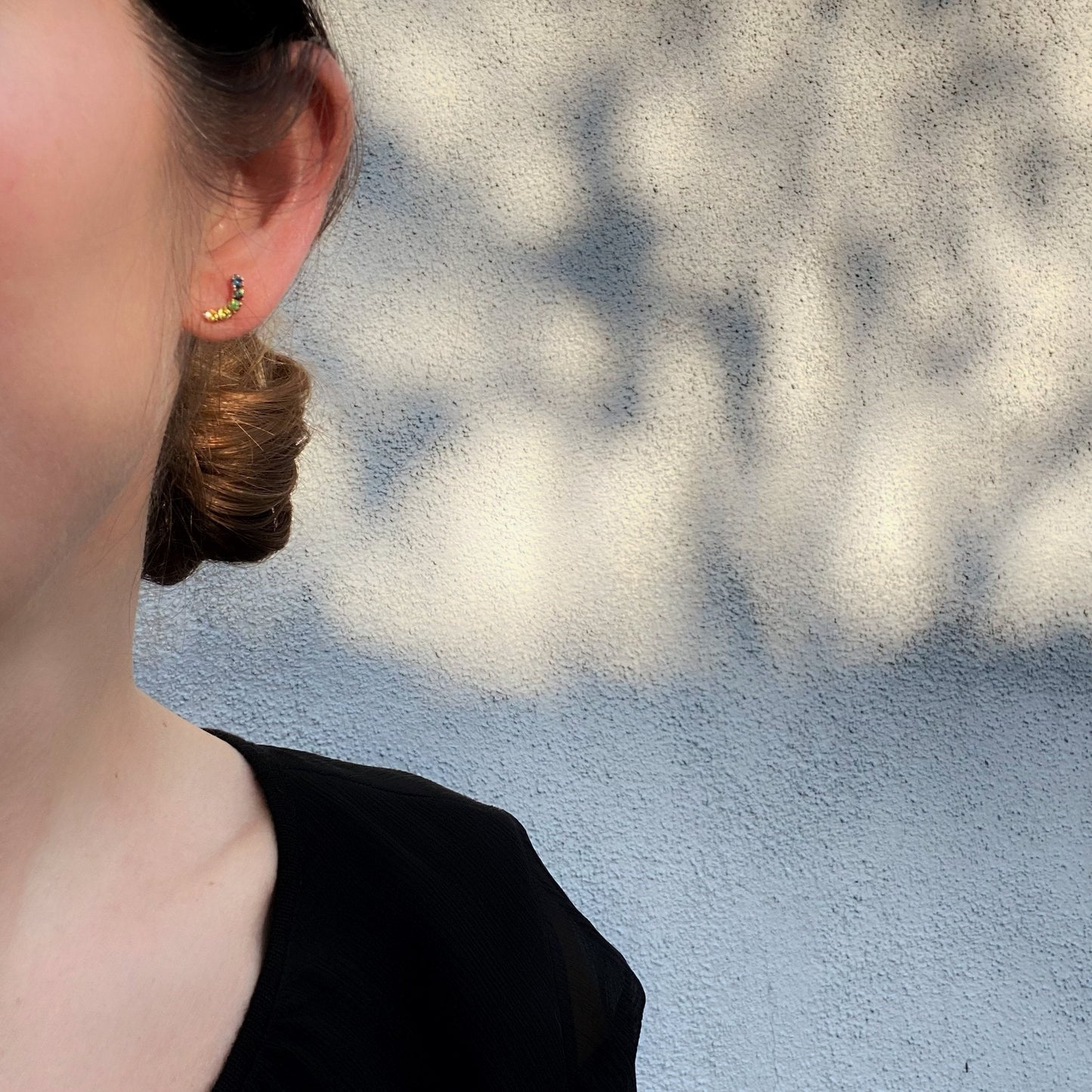 Arc Ombré Sapphire Stud Earring Singles line + hue collaboration with NIXIN Jewelry