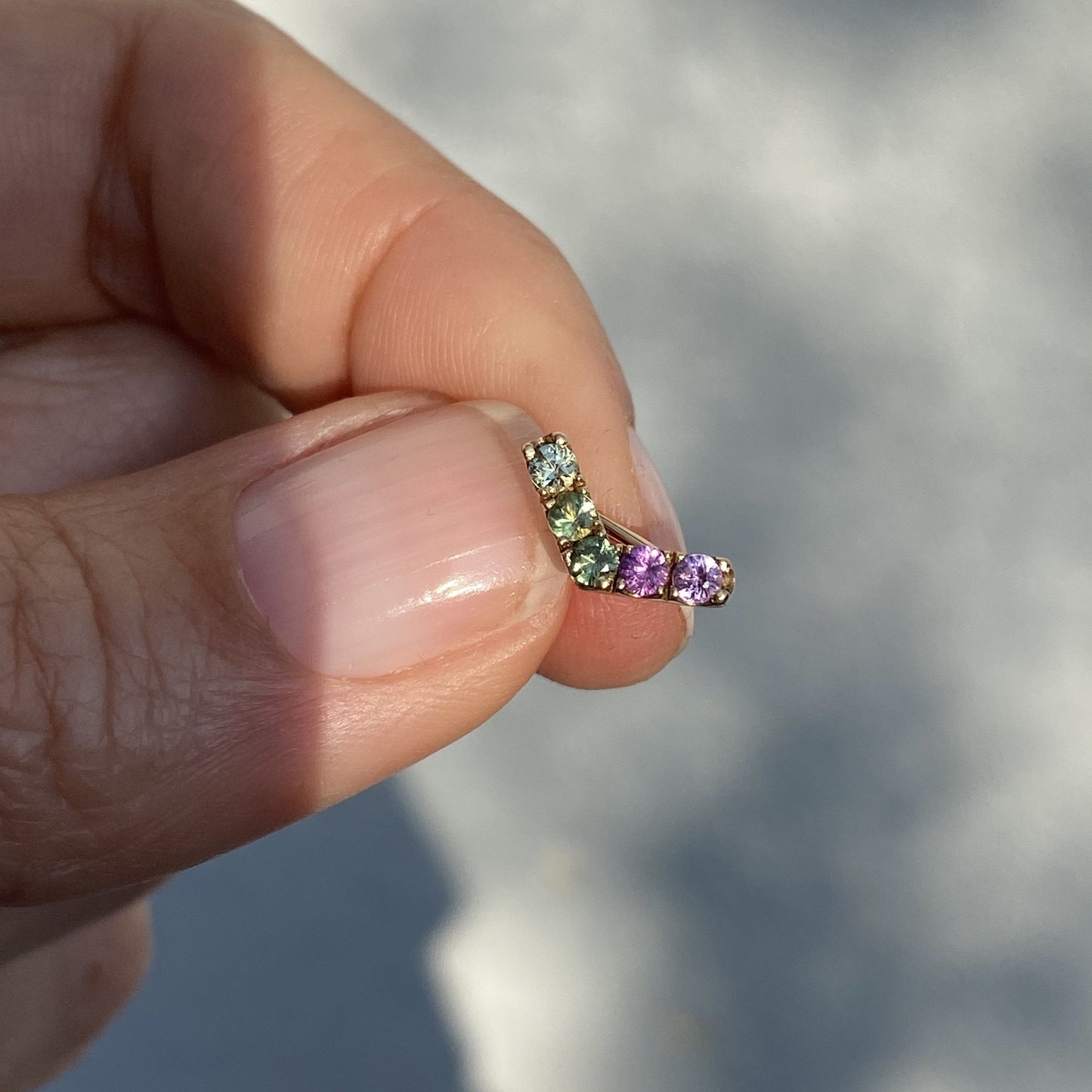 Chev Ombré Sapphire Ear Climber Singles line + hue collaboration with NIXIN Jewelry