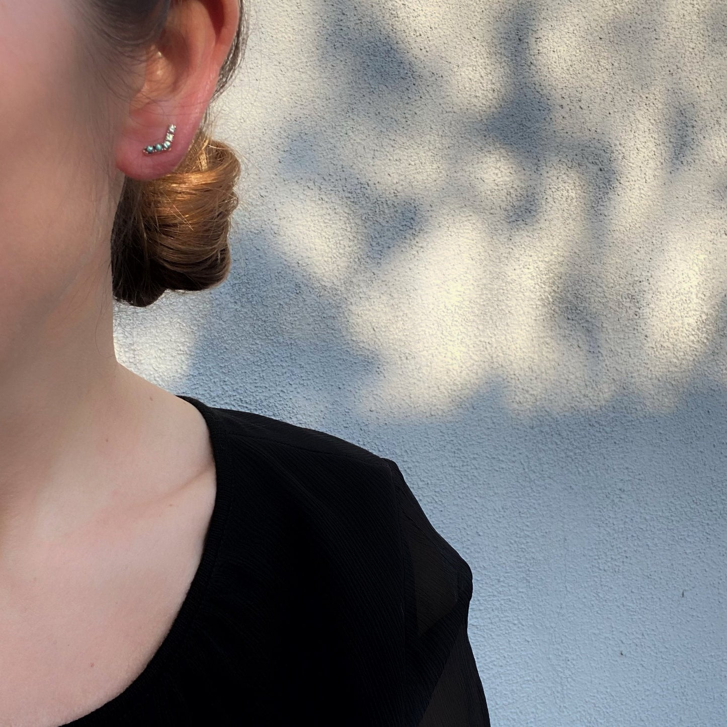 Chev Ombré Sapphire Ear Climber Singles line + hue collaboration with NIXIN Jewelry