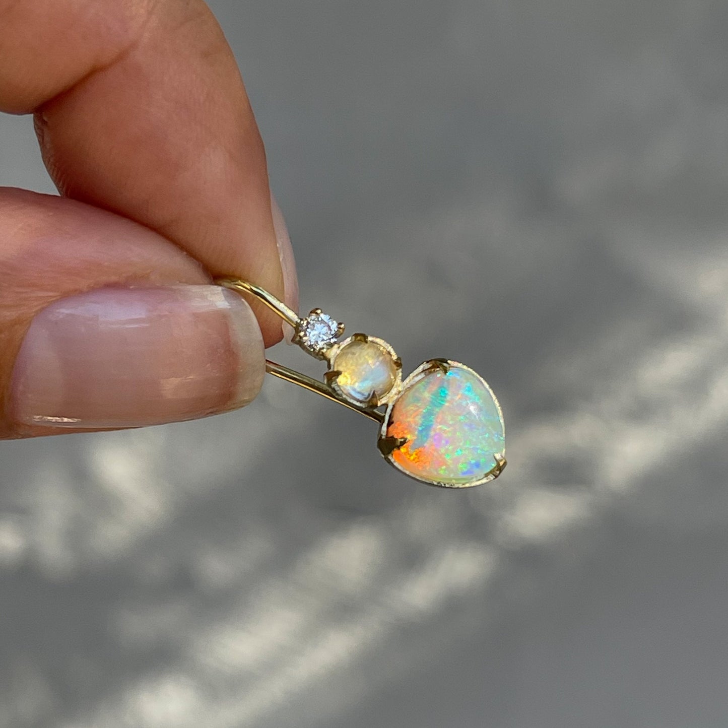 Rose cut moonstone and crystal opal earrings by NIXIN Jewelry