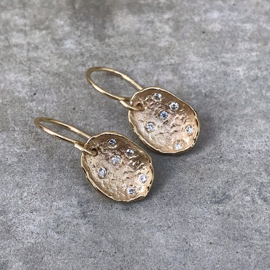 Diamond Pod Gold Earrings-earrings-NIXIN-NIXIN
