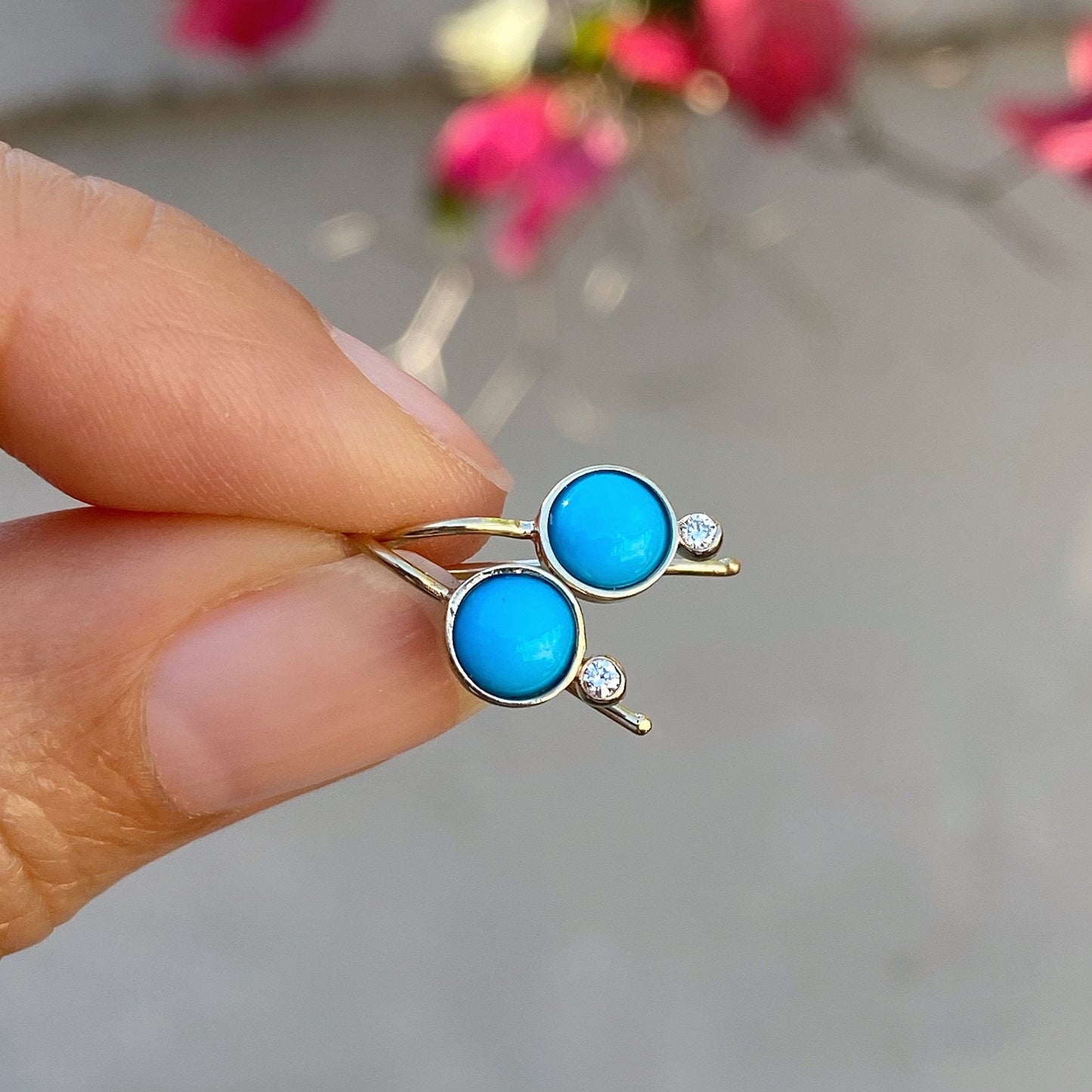 earrings Diamond Terrano Turquoise Earrings - 14k Yellow Gold, Polish