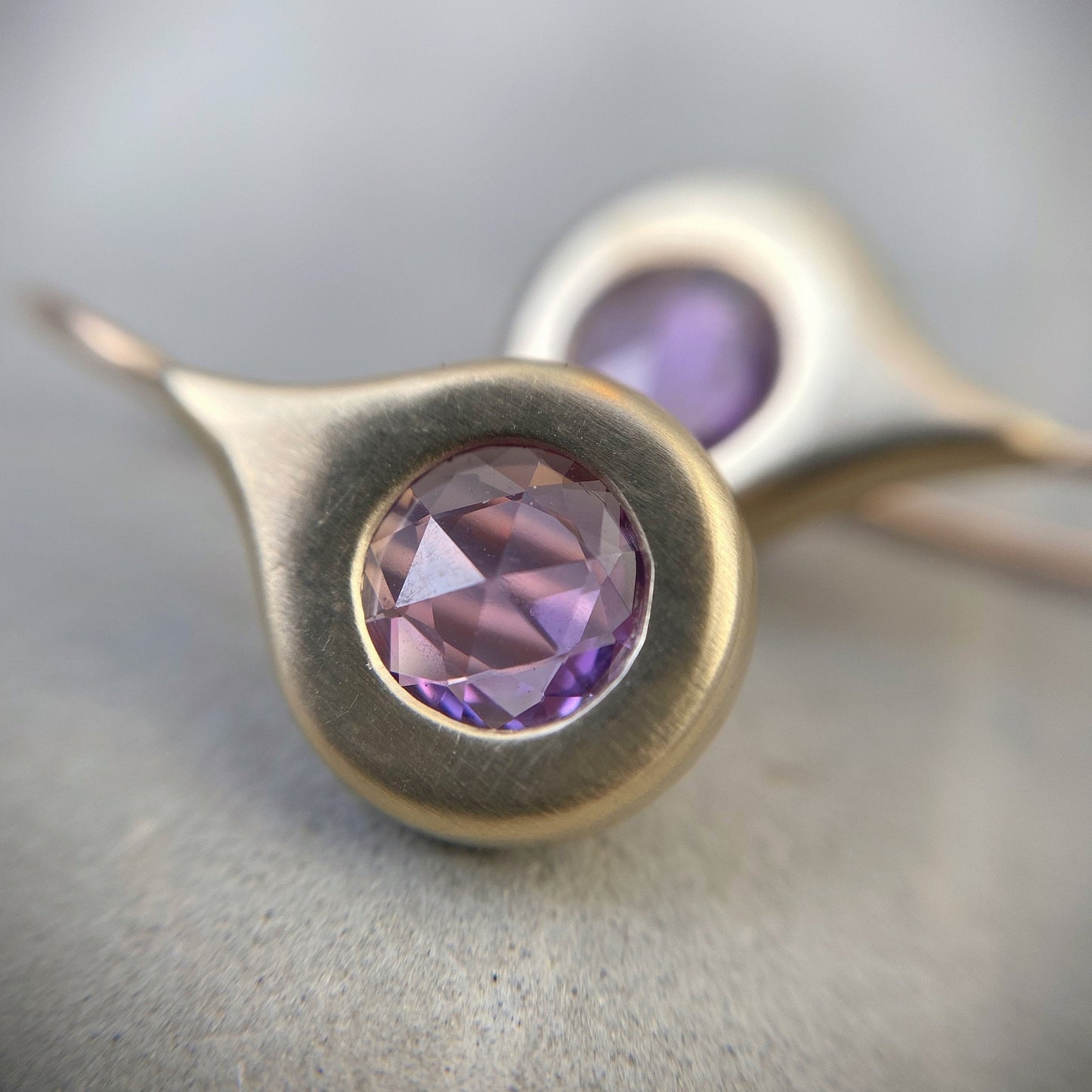 rose cut sapphire drop earrings