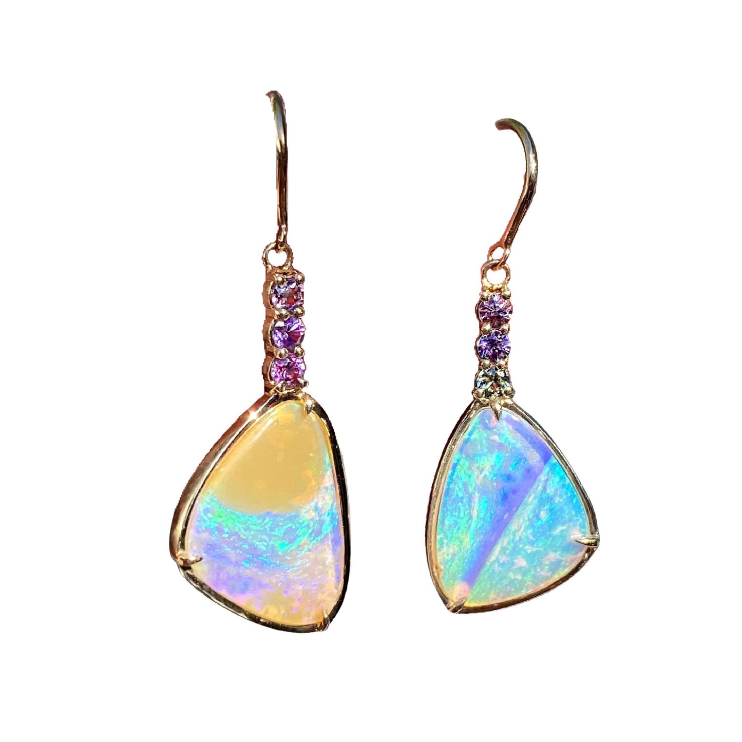 Figment Gold Opal Drop Earrings with Sapphires by NIXIN Jewelry