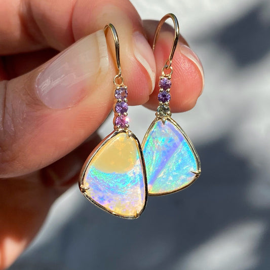 Gold Opal Drop Earrings by NIXIN Jewelry