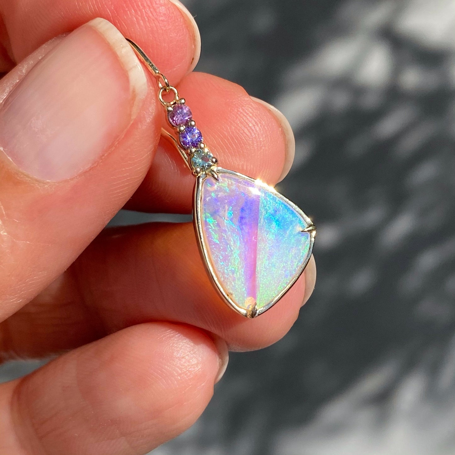 Gold Opal and Sapphire Earrings by NIXIN Jewelry