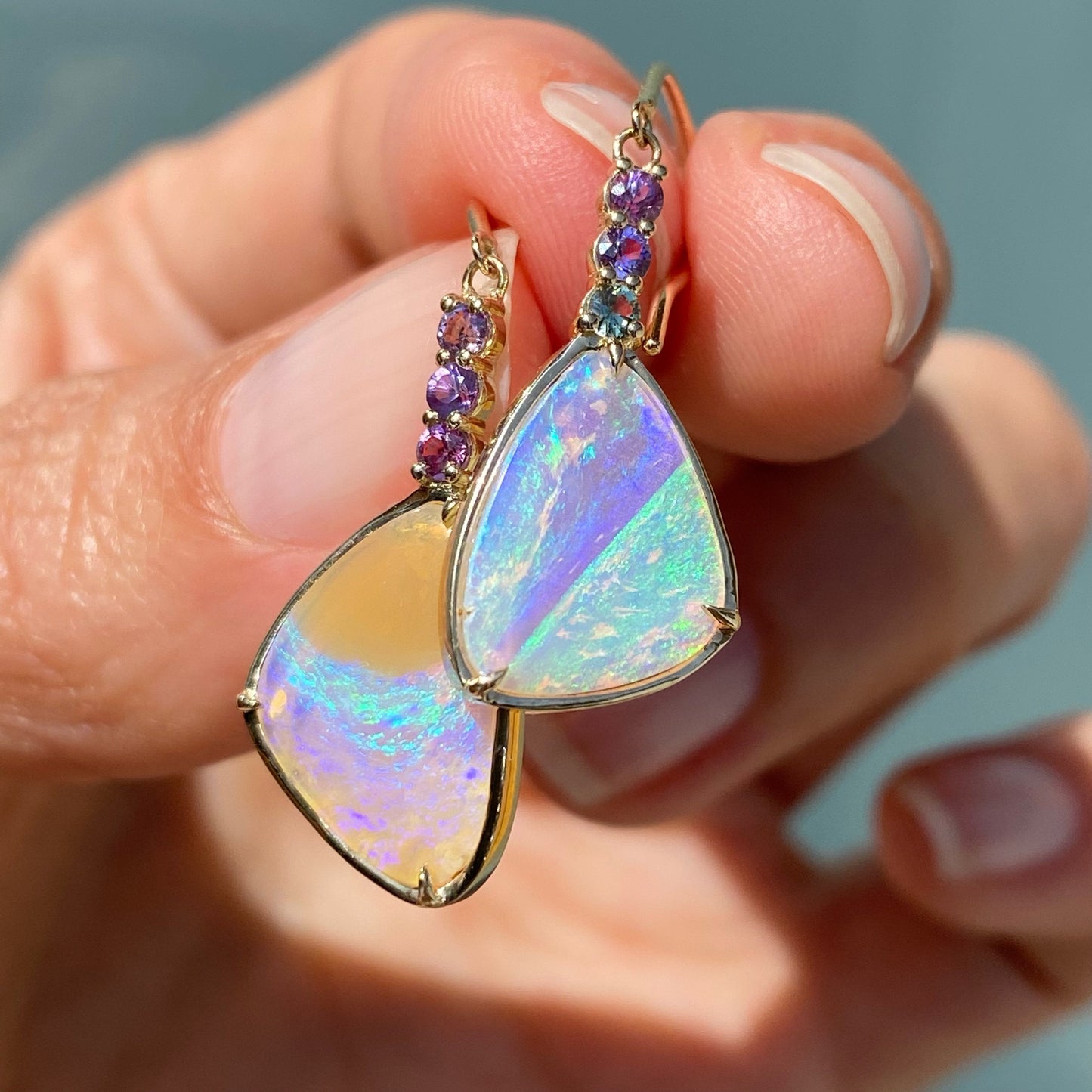 Gold Crystal Opal Earrings by NIXIN Jewelry