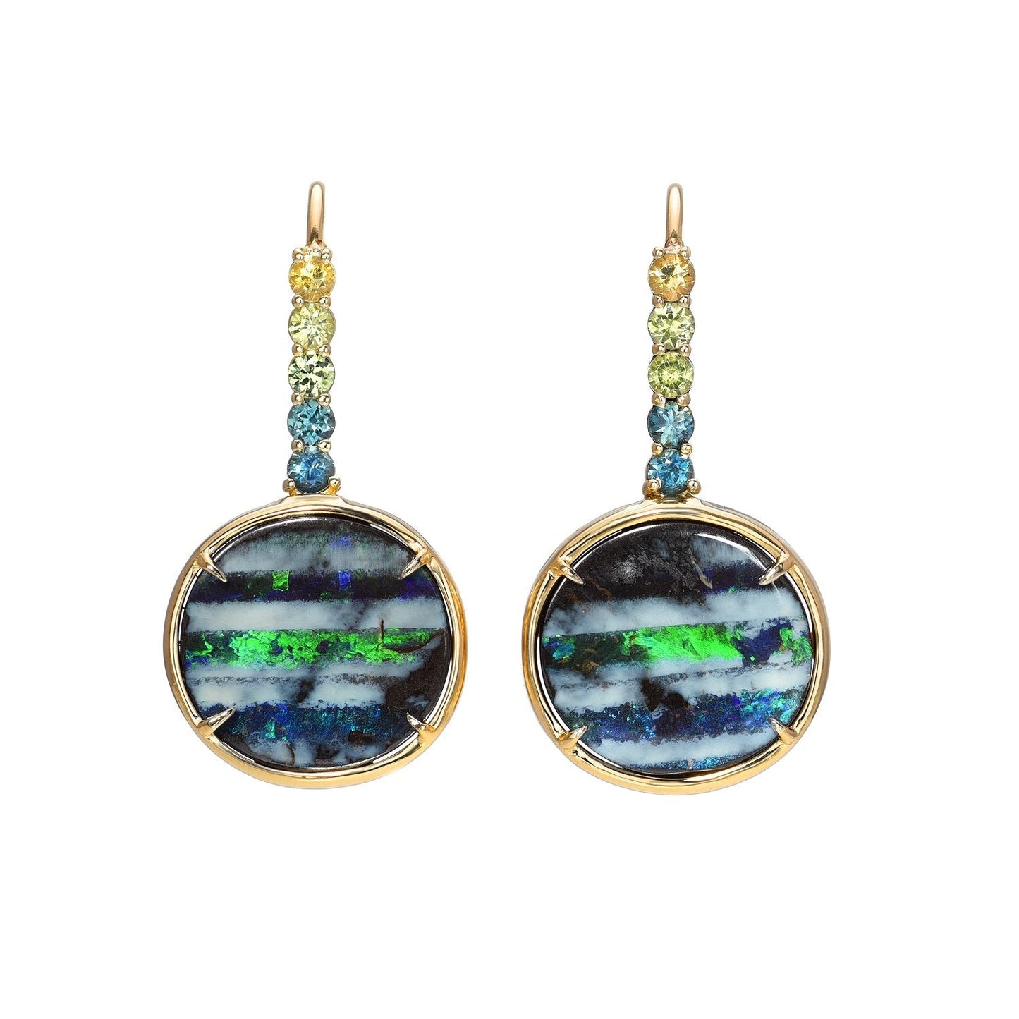 Galapagos Green Sapphire Opal Drop Earrings by NIXIN Jewelry