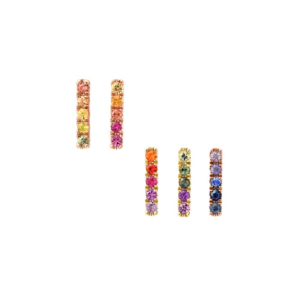 Linea Ombré Sapphire Bar Stud Earring Singles line + hue collaboration with NIXIN Jewelry