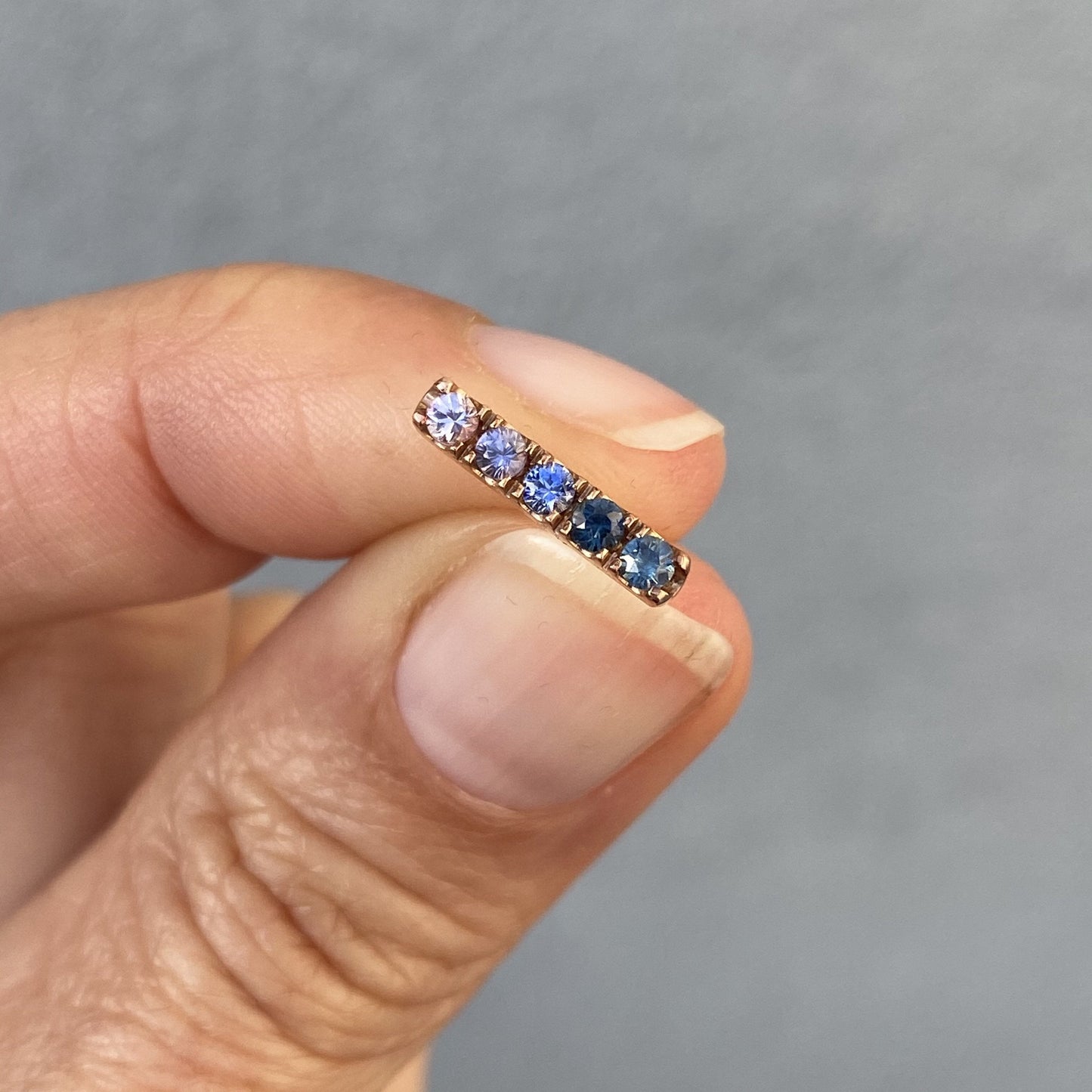 Linea Ombré Sapphire Bar Stud Earring Singles line + hue collaboration with NIXIN Jewelry