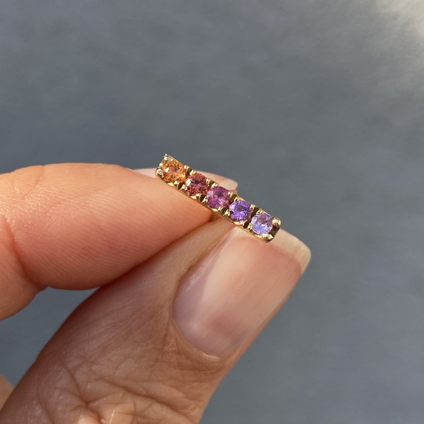 Linea Ombré Sapphire Bar Stud Earring Singles line + hue collaboration with NIXIN Jewelry