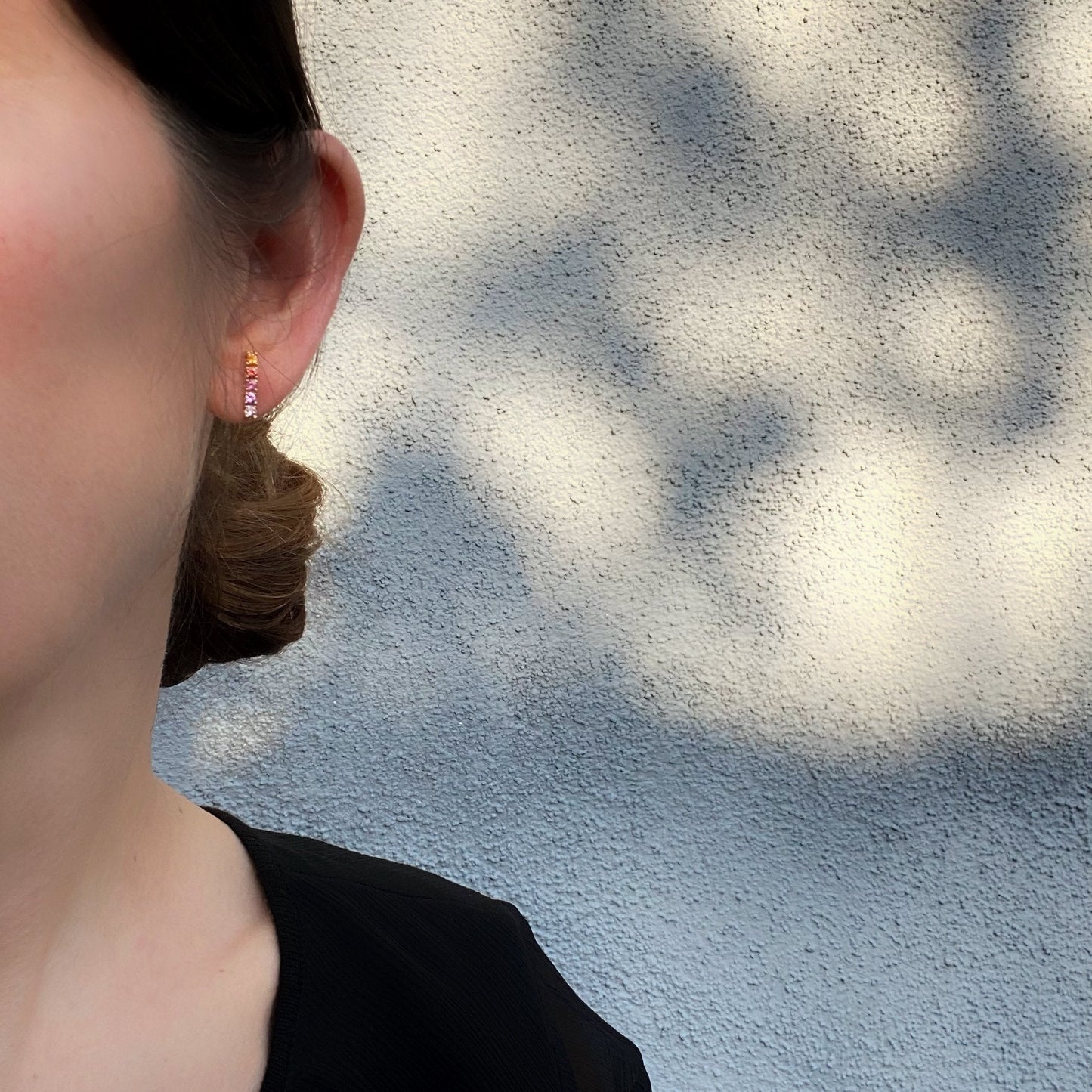 Linea Ombré Sapphire Bar Stud Earring Singles line + hue collaboration with NIXIN Jewelry