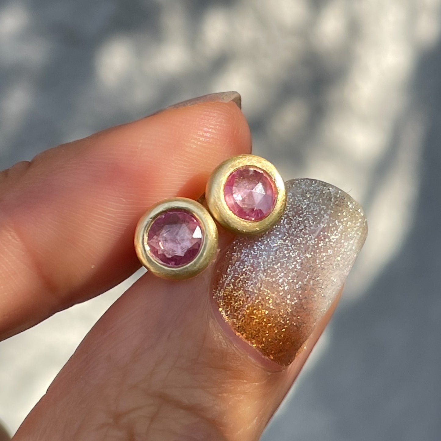 18k gold earrings with rose cut sapphires by NIXIN Jewelry