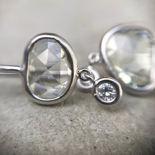 Molina Rose Cut Sapphire White Gold Earrings-earrings-NIXIN-NIXIN