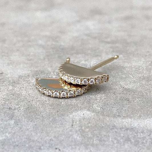 Pave Ear Fan Gold Stud Earrings-earrings-NIXIN-NIXIN