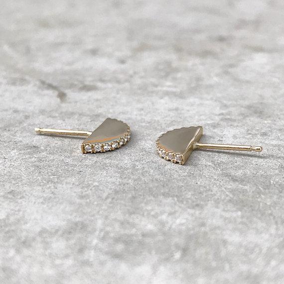 Pave Ear Fan Gold Stud Earrings-earrings-NIXIN-NIXIN