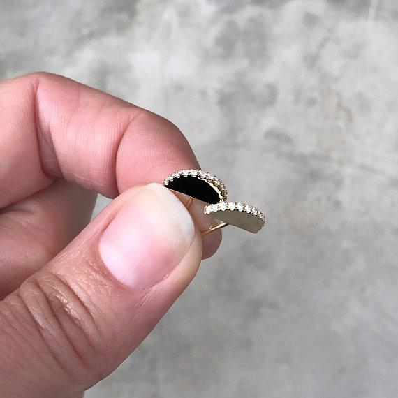 Pave Ear Fan Gold Stud Earrings-earrings-NIXIN-NIXIN
