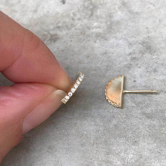 Pave Ear Fan Gold Stud Earrings-earrings-NIXIN-NIXIN