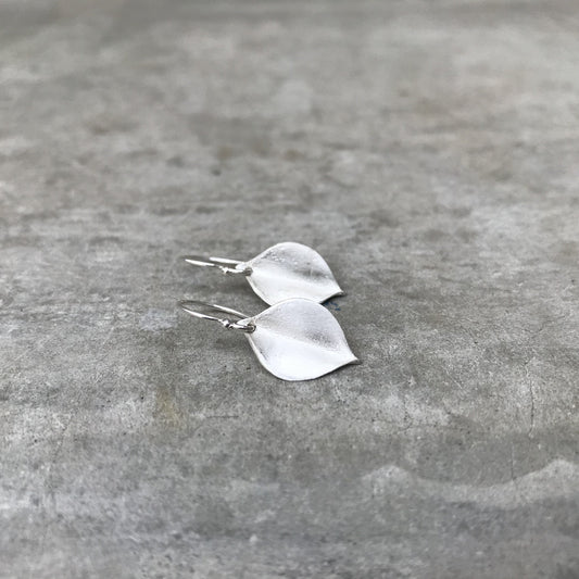 Petite Whisper White Gold Leaf Earrings-earrings-NIXIN-Sterling Silver-NIXIN