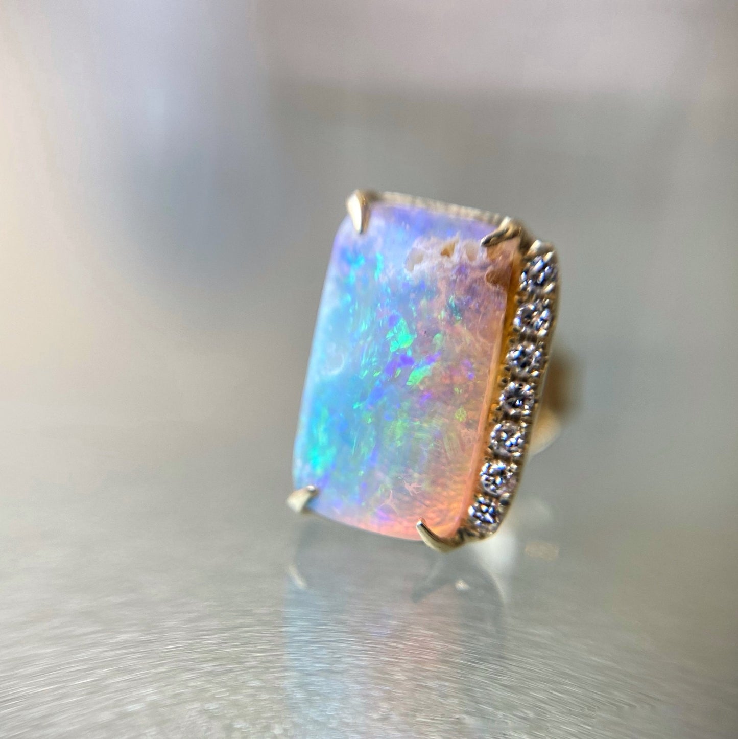 Opal earrings with crystal opals and diamonds by NIXIN Jewelry
