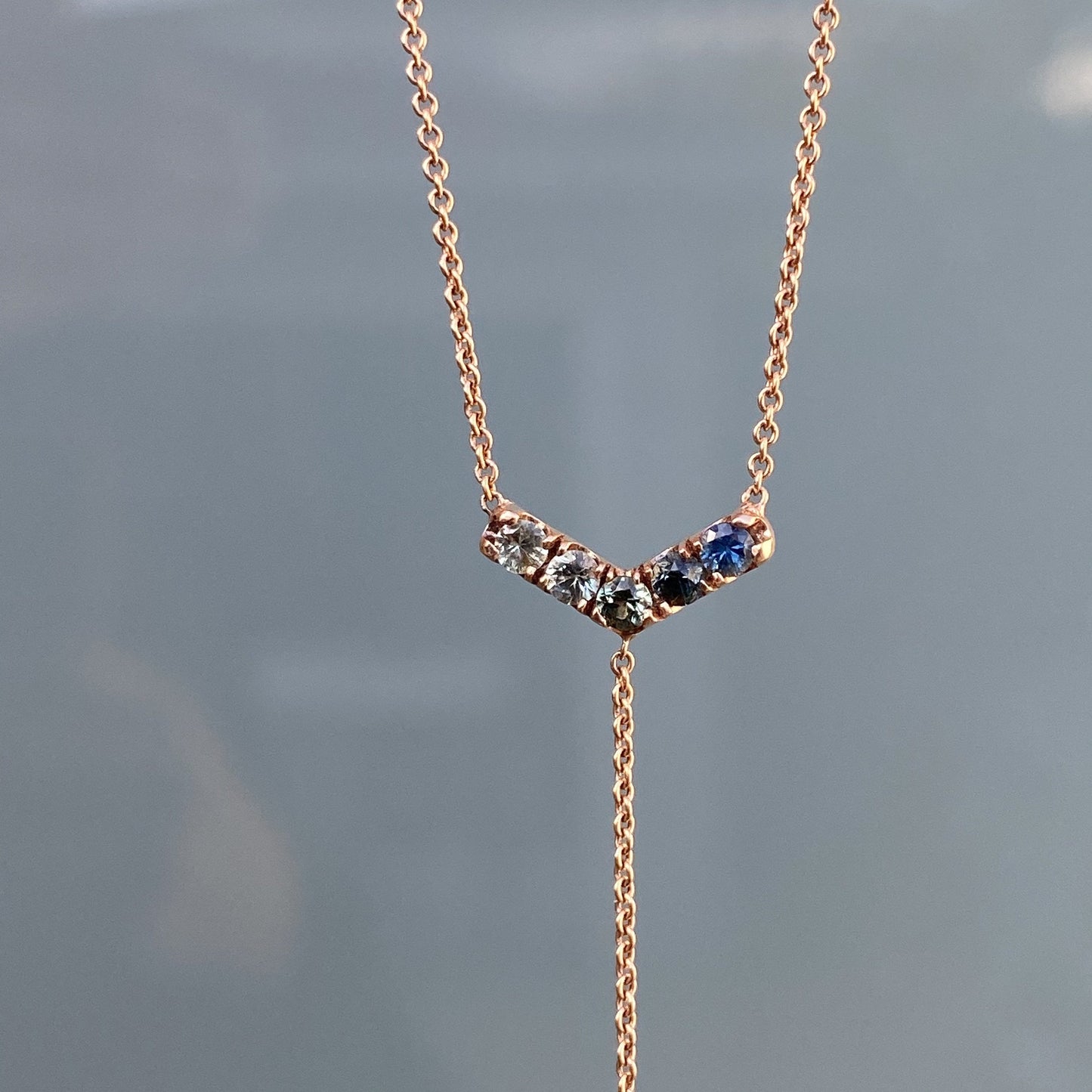 Anguilla Chev Lariat Ombré Sapphire Necklace line + hue collaboration with NIXIN Jewelry