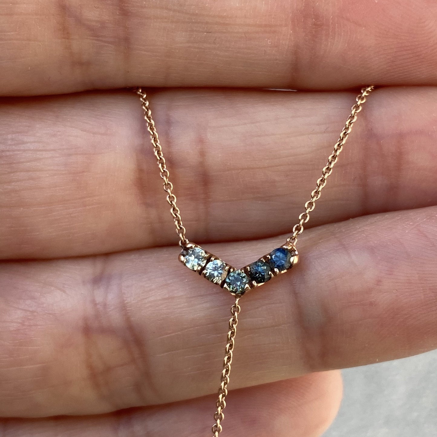 Anguilla Chev Lariat Ombré Sapphire Necklace line + hue collaboration with NIXIN Jewelry