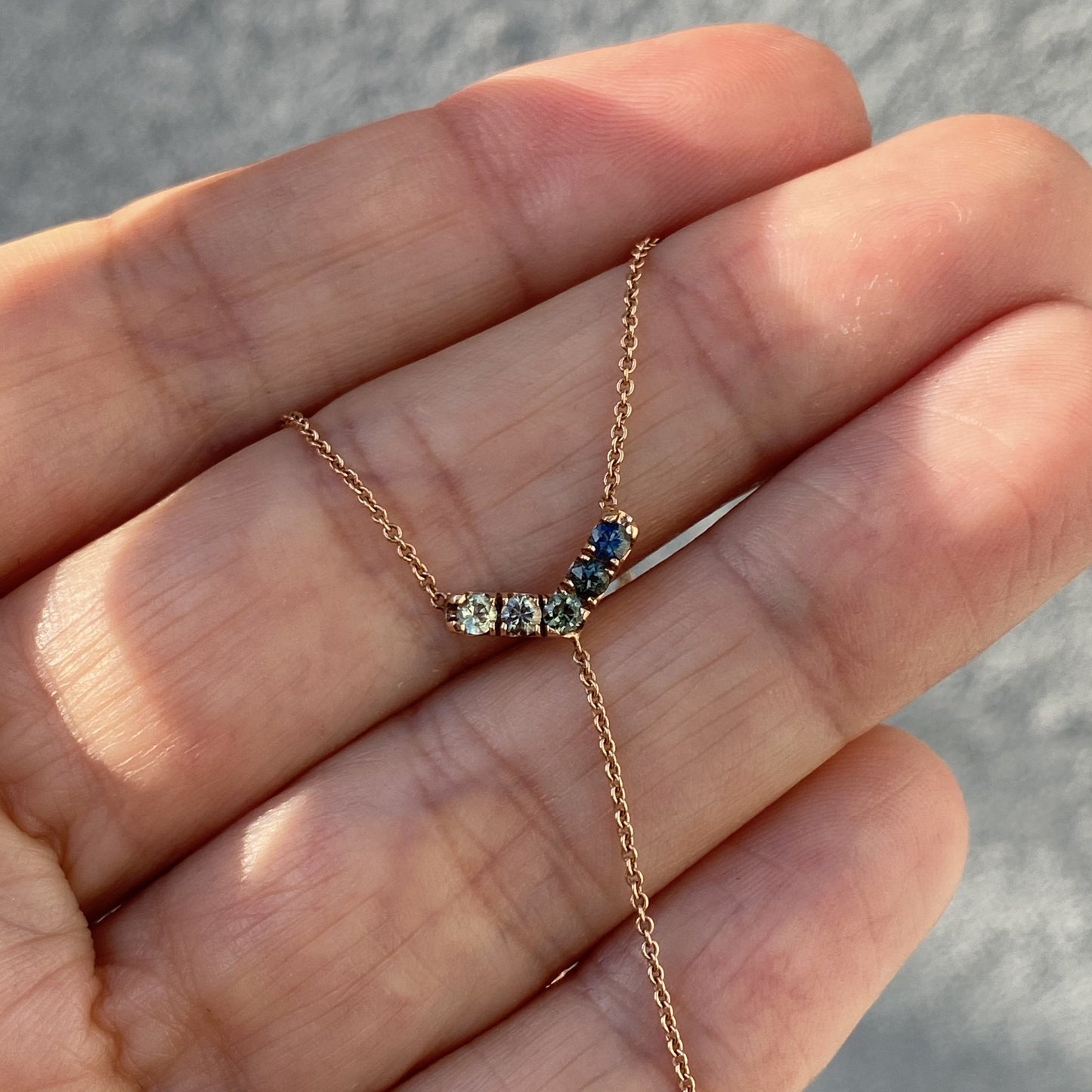 Anguilla Chev Lariat Ombré Sapphire Necklace line + hue collaboration with NIXIN Jewelry
