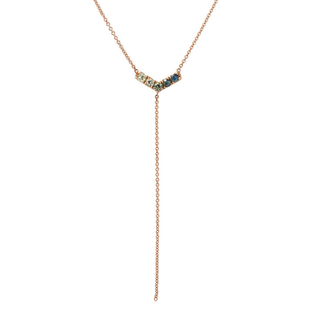 Anguilla Chev Lariat Ombré Sapphire Necklace line + hue collaboration with NIXIN Jewelry