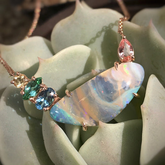 Aphrodite Boulder Opal Gold Necklace-necklace-NIXIN-NIXIN