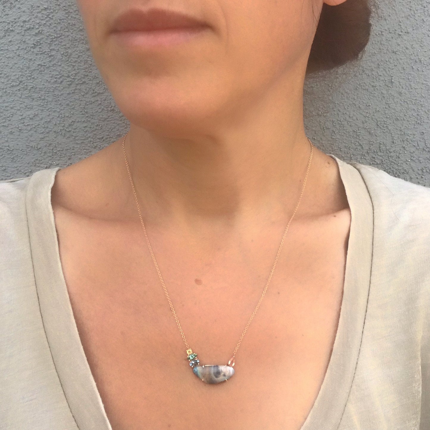 Aphrodite Boulder Opal Gold Necklace-necklace-NIXIN-NIXIN