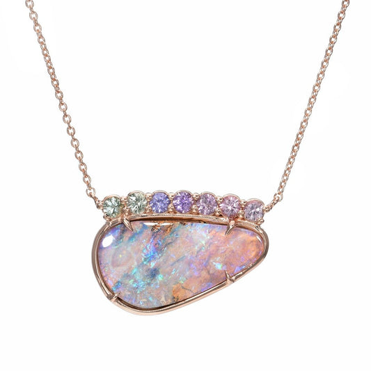 Bloom Rose Gold Lavender Opal Sapphire Necklace by NIXIN Jewelry