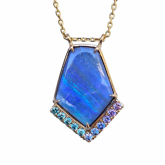 Blue Phoenix Sapphire and Boulder Opal Necklace by NIXIN Jewelry