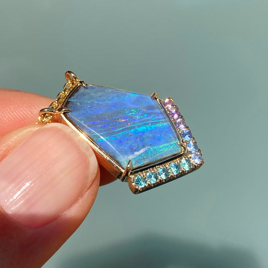 Blue Phoenix Sapphire and Boulder Opal Necklace by NIXIN Jewelry