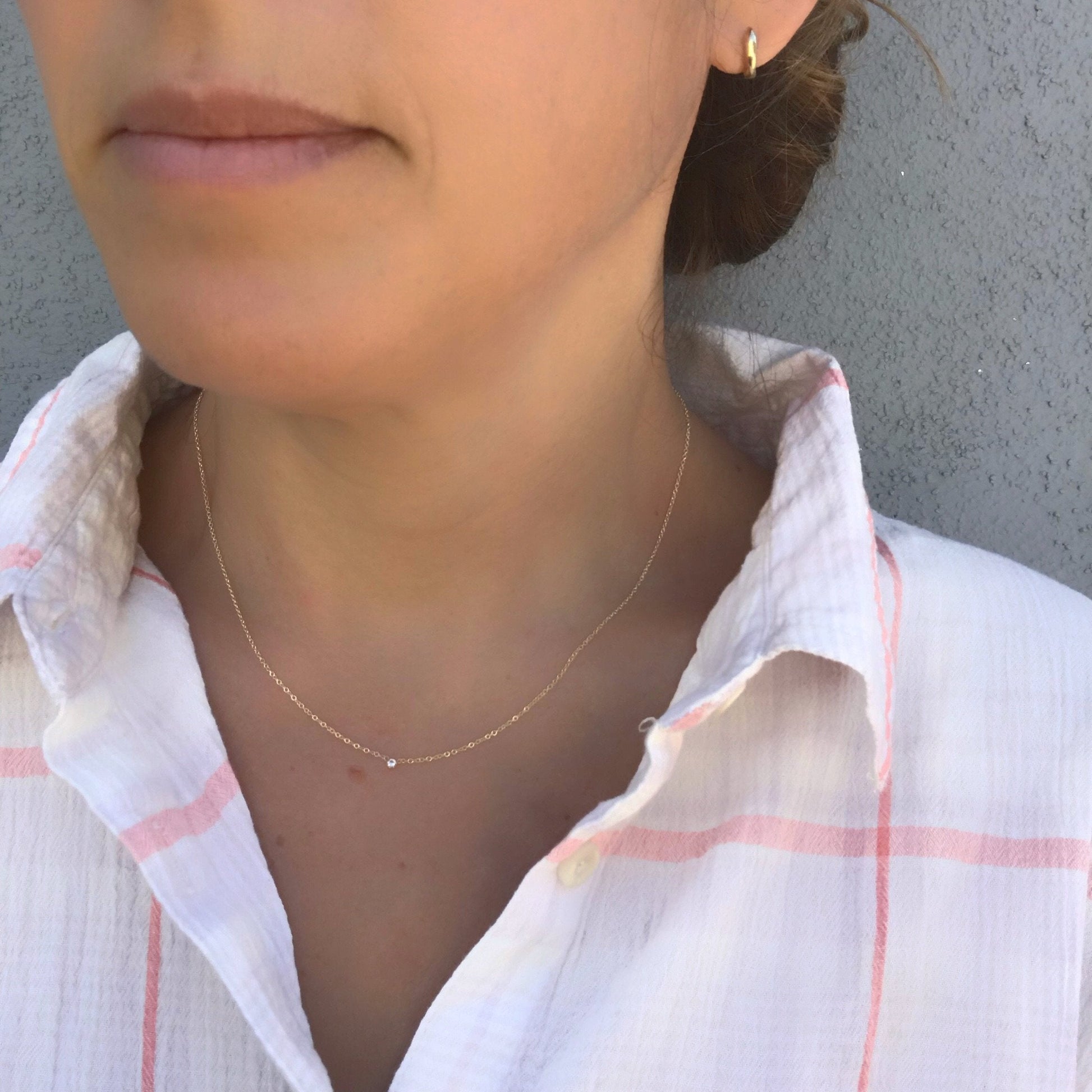 Diamond Dot 14K White Gold Necklace-necklace-NIXIN-14k Yellow Gold-NIXIN