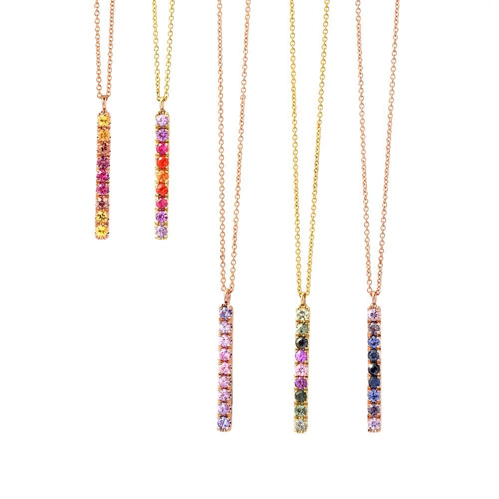 French Lavender Double Linea Ombré Sapphire Bar Necklace line + hue collaboration with NIXIN Jewelry