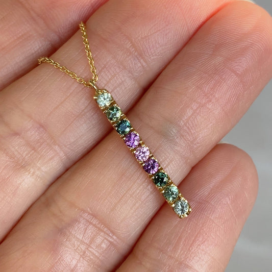 French Lavender Double Linea Ombré Sapphire Bar Necklace line + hue collaboration with NIXIN Jewelry