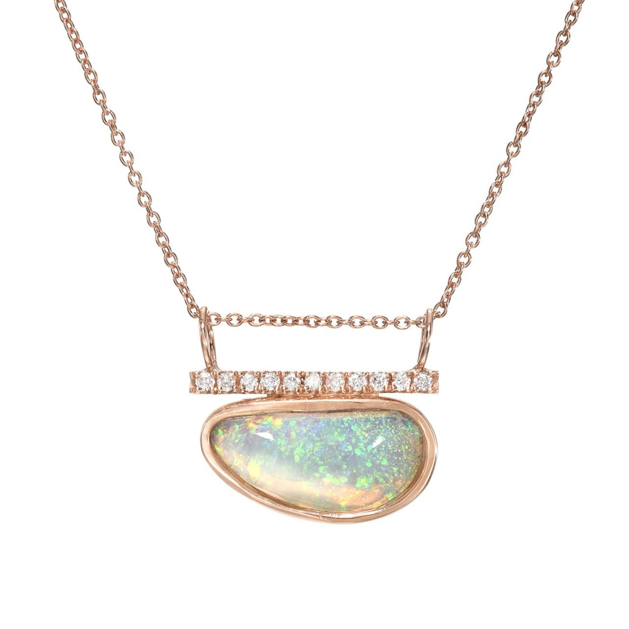 Head in the Clouds Crystal Opal Necklace No. 16 by NIXIN Jewelry against white background