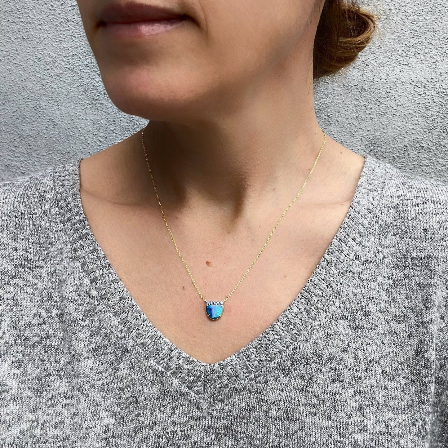 Marine Dreams Blue Boulder Opal Necklace by NIXIN Jewelry